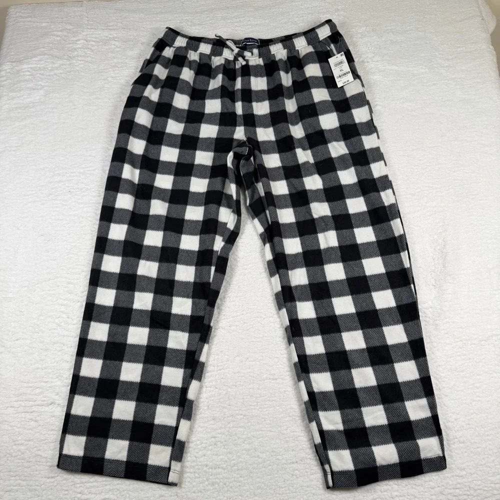 Club Room Men's Fleece Pajama Pant Black White Multi XL